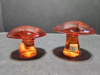 VINTAGE VIKING GLASS MUSHROOMS PERSIMMON Medium & Large • $250