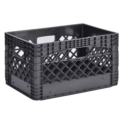 24QT Plastic Heavy-Duty Milk Crate For Household Storage Black • $14.80