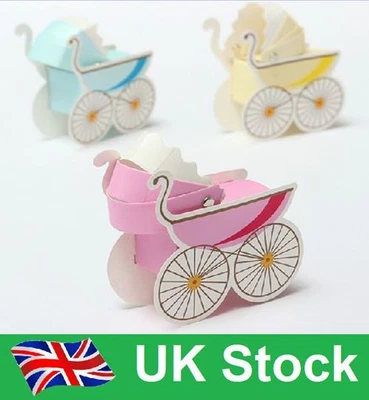 £1.19 • Buy Baby Shower Christening Boy/Girl Pram Sweet Gift Favour Boxes-UK