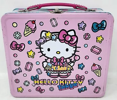 Sanrio Hello Kitty Cafe Metal Lunch Box Tin 1976 2012 Tokyo Lunch Pail See Pics • $25