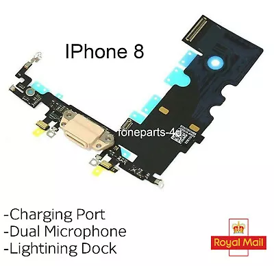 For IPhone 8 Charging Port Charger Flex Headphone Jack Microphone Flex Gold • £3.78