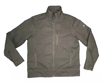 Kuhl Burr Lined Jacket Men's Large Khaki Hiking Fishing Hunting Canvas Coat • £73.99