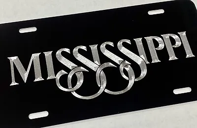 Engraved Mississippi MS State Car Tag Diamond Etched Black Metal License Plate • $21.79
