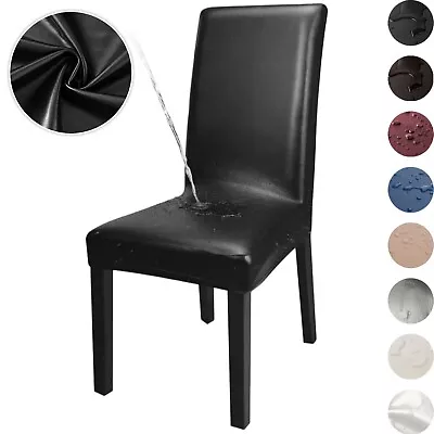 PU Leather Dining Chair Covers Waterproof Stretch Chair Protector Wedding Party • $15.33