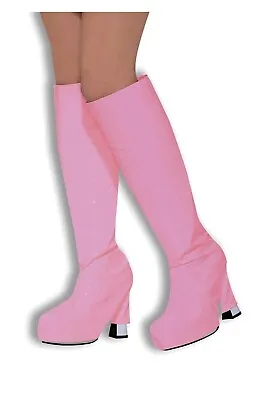 £4.89 • Buy LADIES GOGO 60's 70's HIPPY SHOE BOOT TOPS COVERS FANCY DRESS COSTUME PINK FD110
