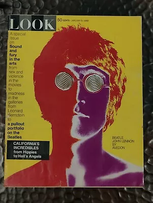 1968 LOOK Magazine John Lennon Beatles Pull Out Poster Portfolio Richard Avedon • $164