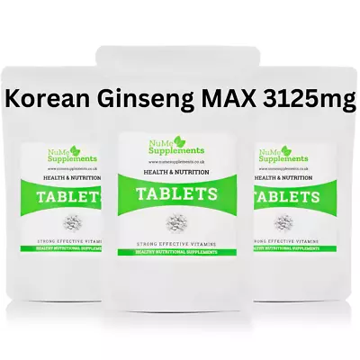 Korean Ginseng MAX 3125mg | Strong Potency High Strength | Ginsenosides VEGAN UK • £5.99