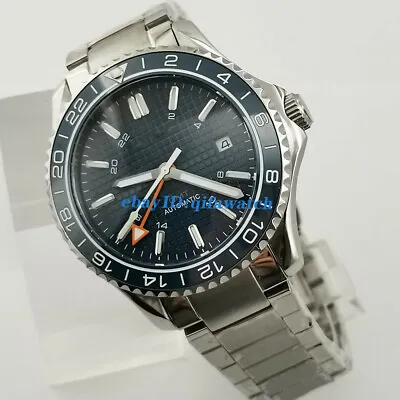 £90.37 • Buy 41mm Blue Dial Date Sapphire Glass Steel Bracelet GMT DG3804 Automatic Watch 