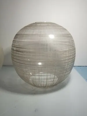 MCM Vtg CUT GLASS Globe Sphere Light Shade Pendant Hollywood Regency Smoky • $169