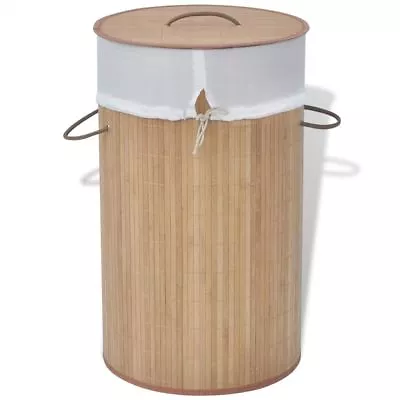 60cm Wooden Bedroom Dirty Clothes Clothing Washing Round Laundry Basket Hamper • $44.14
