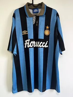 Mens Inter Milan 1992/94 Vintage Umbro Football Shirt Soccer Jersey - LARGE • £37