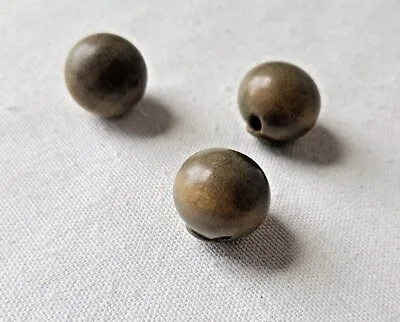 Lot Of 3 Vintage Large Wood Ball Buttons Pale Green Stain Sewing Buttons WBTN30 • $8.97