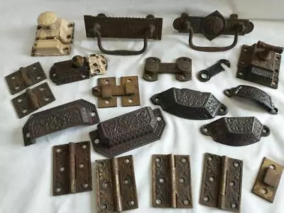 Lot Of Vtg Eastlake Victorian Hardware Cabinet Latches Hinges Drawer Pulls • $20