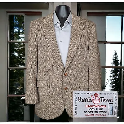 Stafford Jacket Blazer Mens 42R Harris Tweed Brown Herringbone • $70