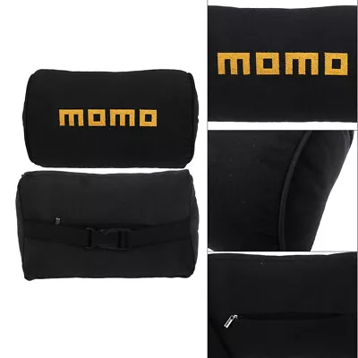 2Pcs MOMO Black  Fabric Embroidery Car Seat Neck Cushion Pillow Headrest • $23.88