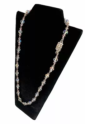 Vintage Aurora Borealis Bright Crystal Faceted Beaded Necklace • $24.99