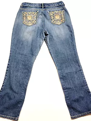 Vintage America Nine West Collection Whiskered Blue Denim Women's 10 Jeans 32X32 • $12