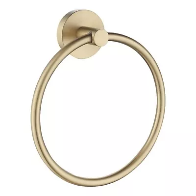 Brushed Gold Bathroom Round Hand Towel Ring Wall Mounted Brass • $36.57