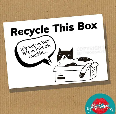 40 PRE PRINTED Shipping Labels - Recycle This Box Kitty Stickers • $8