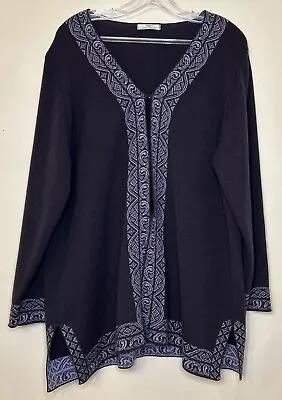 M&S St Michaels Cardigan Size 18 Dark Purple Merino Wool Blend Vintage   • £17.99