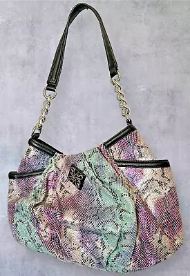 Simply Vera By Vera Wang Shoulder Bag Handbag Tote Snakeskin Print Purple/teal • $18.90