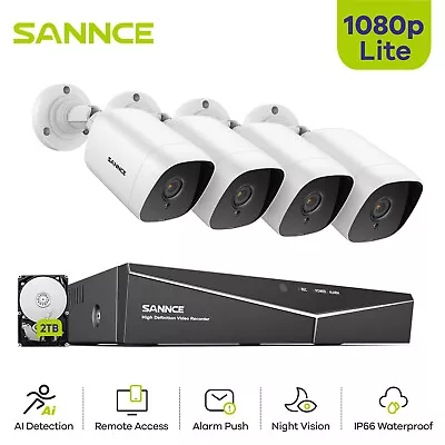 SANNCE 4CH DVR 1080P Video Home Security Camera System CCTV Outdoor Night Vision • $59.49