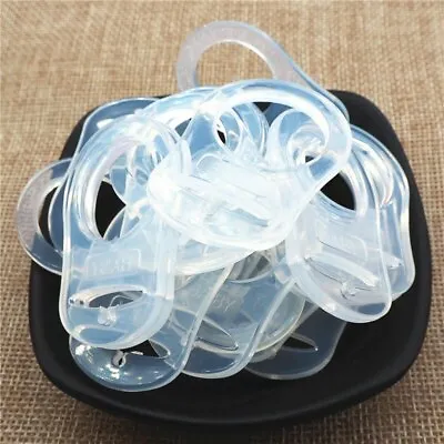 10Pcs Dummy Button MAM Pacifier Ring Silicone Clear Holder Adapters Soother Clip • $3.71