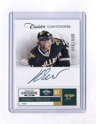 11/12 Tomas Vincour Panini Calder Contenders Auto Autograph Rc #8/800 • $4.99