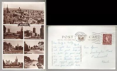 RPPC Oxford Multiview Magdalen College Real Photo Valentine Postcard Posted 1957 • £1.35