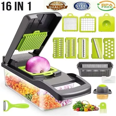 16 In 1 Vegetable Chopper Salad Fruit Mandolin Slicer Food Dicer Cutter Peeler. • £9