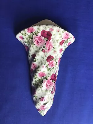 Vintage Chintz Wall Pocket Vase Pink Rose Ivy  Floral Ceramic Cottage Gold Rim • $9.95