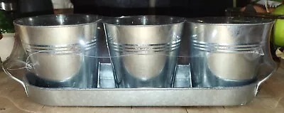 Galvanized Pail And Tray Planter Set Vintage Country Look • $9