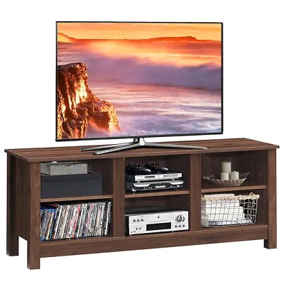 TV Stand For TVs Up To 55 Inches Wooden 6 Storage Compartments TV Cabinet Table • £79.95