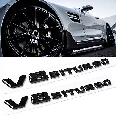 Gloss Black V8 BiTurbo Emblem Side Fender 3D Badge Fit For AMG E63 14+ • $12.99