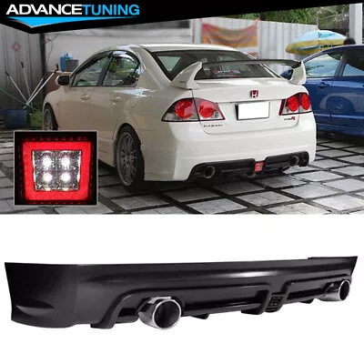 Fits 06-11 Civic Mugen RR Double Outlet Rear Bumper Diffuser +Smoke Brake Light • $253.99