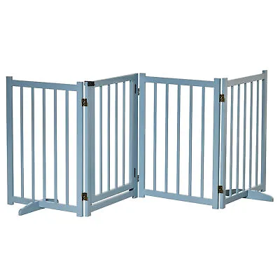 PawHut Freestanding Pet Gate W/ 2 Support Feet For Doorways Stairs Blue Grey • £65.99
