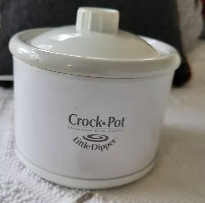 Little Dipper Crock Pot Mini 1 Qt Stoneware Slow Cooker White 32041 Dip Pot  • $12