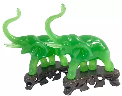 Figure Lucite Vintage Elephant Resin Faux Jade 4” VITA Hong Kong ESTATE Lot 2 • $19.99
