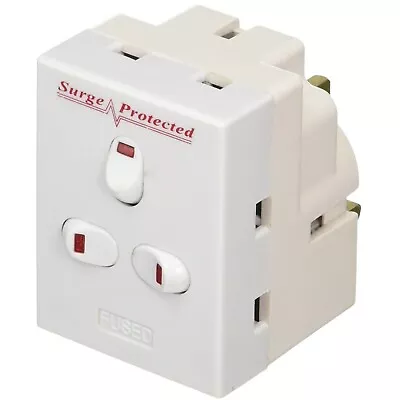 3 Way Switched Surge Power Protector Adaptor Plug 13A 3 GANG 3G  Multi Socket • £10.65