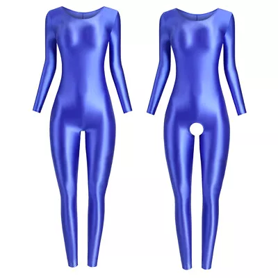 MJINM Women Sexy Jumpsuits Glossy Tights Zentai One-piece Leotard Overalls S-3XL • $44.45