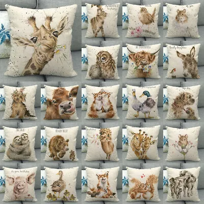 Fox Cow Giraffe Alpaca Pig Dog Sloth Duck Throw Pillow Case Sofa Cushion Covers • £4.79