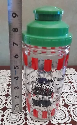 Vintage Glass (Barbershop) Cocktail Shaker W/Recipes On Lid Classic Barware! • $29.99