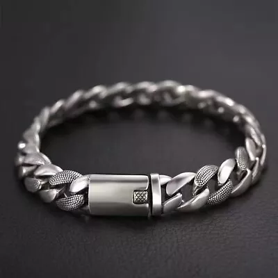 Vintage Bracelets Mens Jewelry New S925 Silver Plated Bangle Bracelet Chain • $12.25