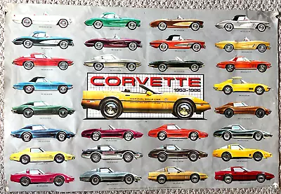 Vintage Corvette History & Units Produced 1953-1986 Car Poster  (36  X  24 ) • $9.99