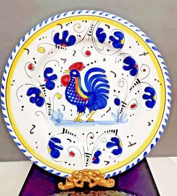 Majolica Blue Rooster  11.5    Dinner Plate Hand Painted In Italy • $18.54