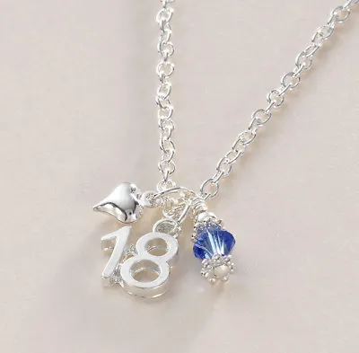 18 Necklace With Birthstone 18th Birthday Gift Jewellery For Someone Special. • £11.99