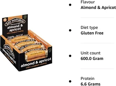 Eat Natural Bars Almond And Apricot With Yogurt  Fruit And Nut 12 X 50g Bars • £9.99