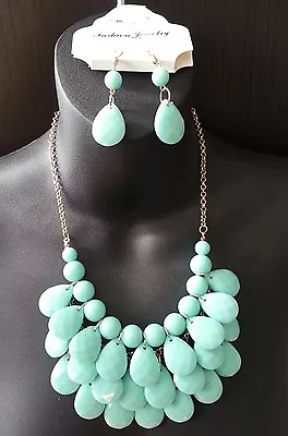 Bubble Bib Teardrop Choker Necklace Acrylic Bead  For Women For Summer • $4.99