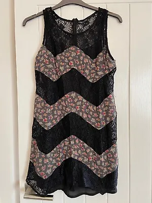£3.99 • Buy Topshop Dress UK Size 14 Womens Ladies Lace Black Floral Print 12 10 Slip Cami