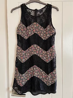 £3.99 • Buy Topshop Dress UK Size 14 Womens Ladies Lace Black Floral Print 12 10 Slip Cami